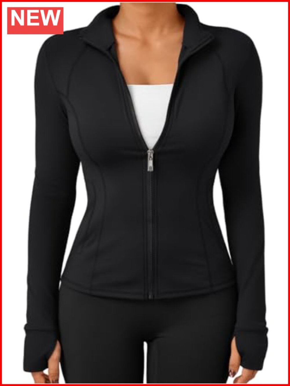 Zip Up Lightweight Workout Hoodie Jacket, Thumbholes, Slim Fit, High Stretch